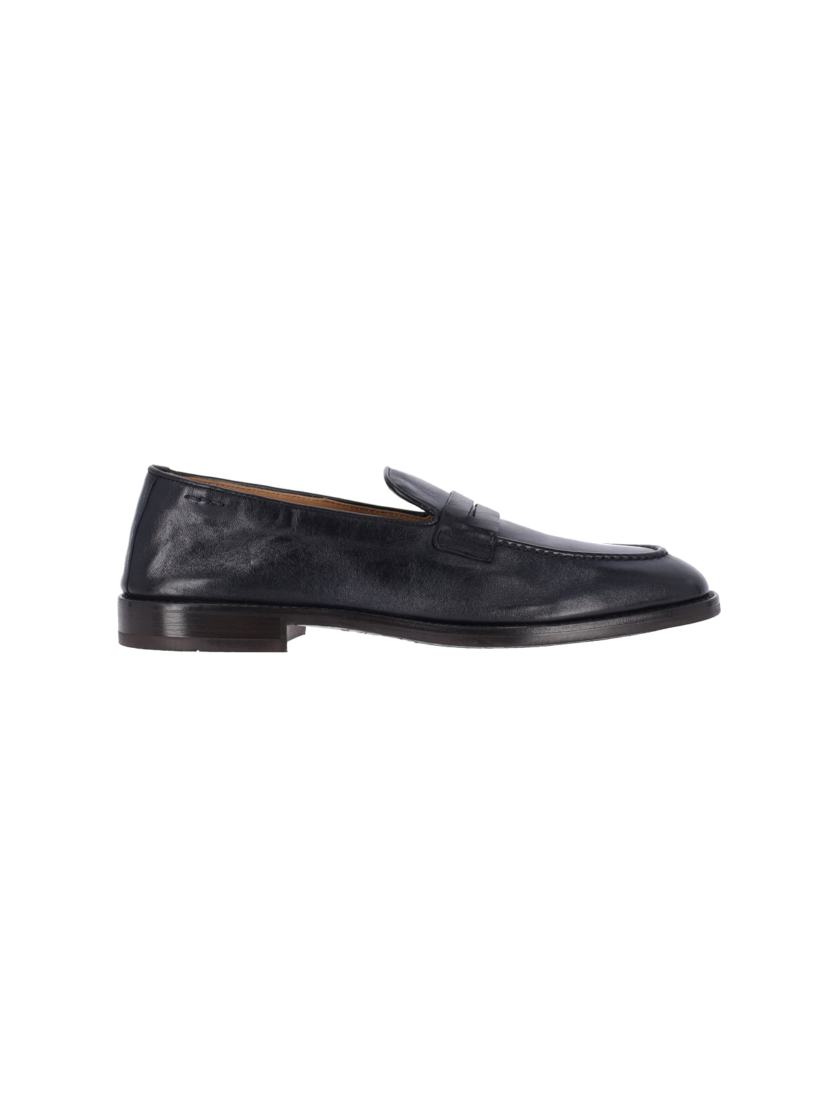 Dark Blue Leather Moccasins