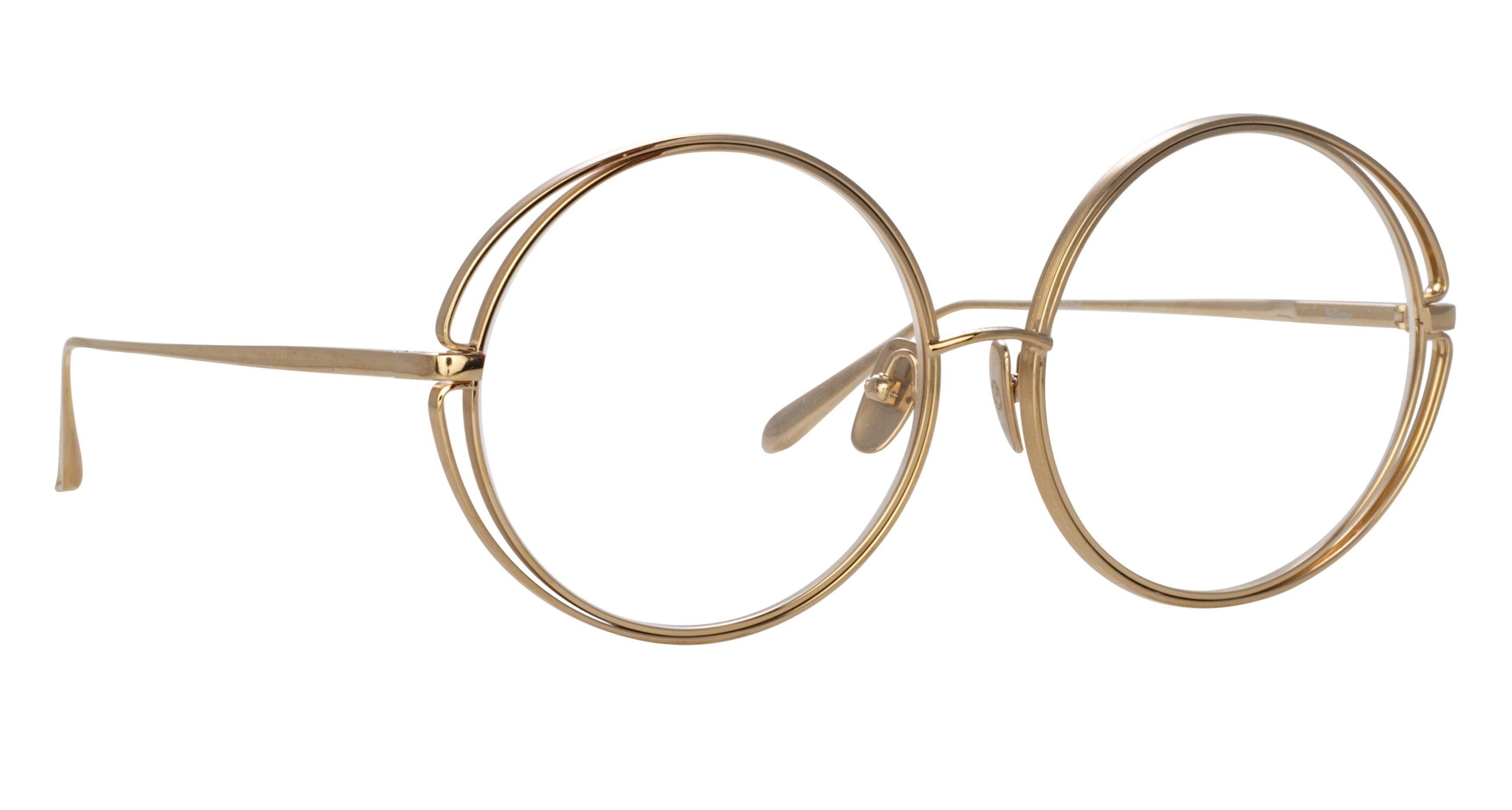 Lfl Large Oval Titanium Sunglasses with Polished Gold Finish