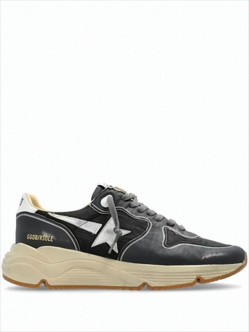 Nappa Leather Sneakers with Distressed Beige Sole and Star Detail