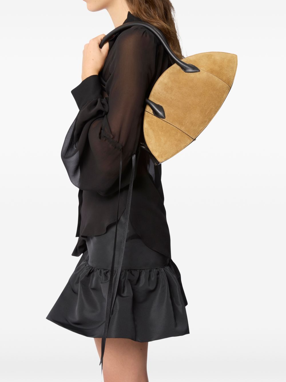 Elongated Oval Brown Bag With Structured Silhouette