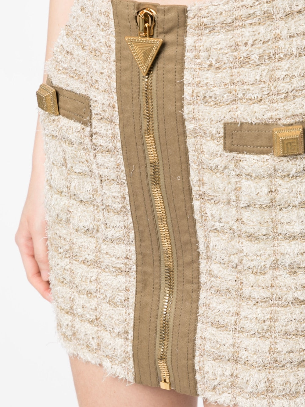 Black Short Skirt Textured Tweed Skirt