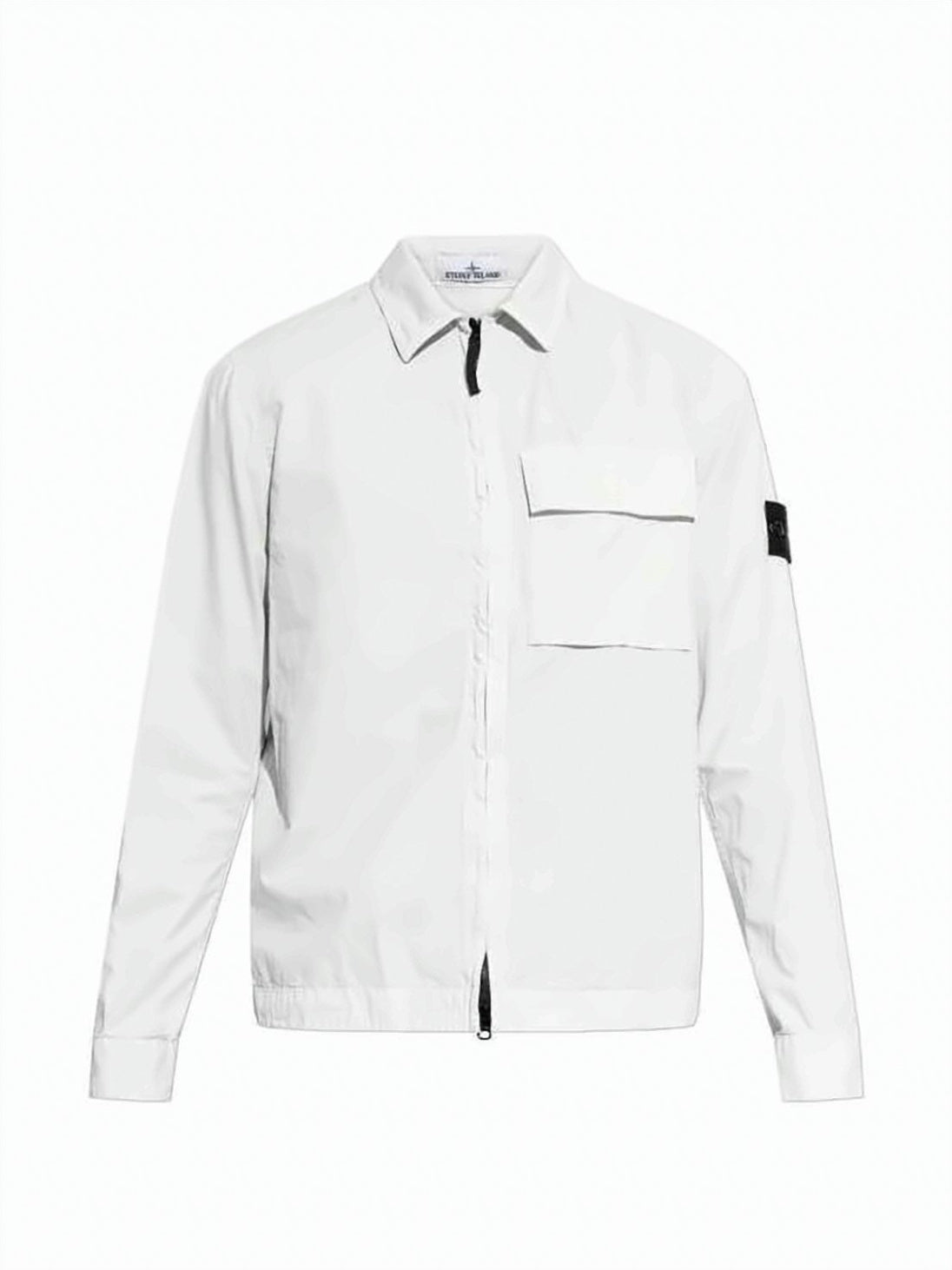Stone Island Minimalist White Jacket With Flap Pocket