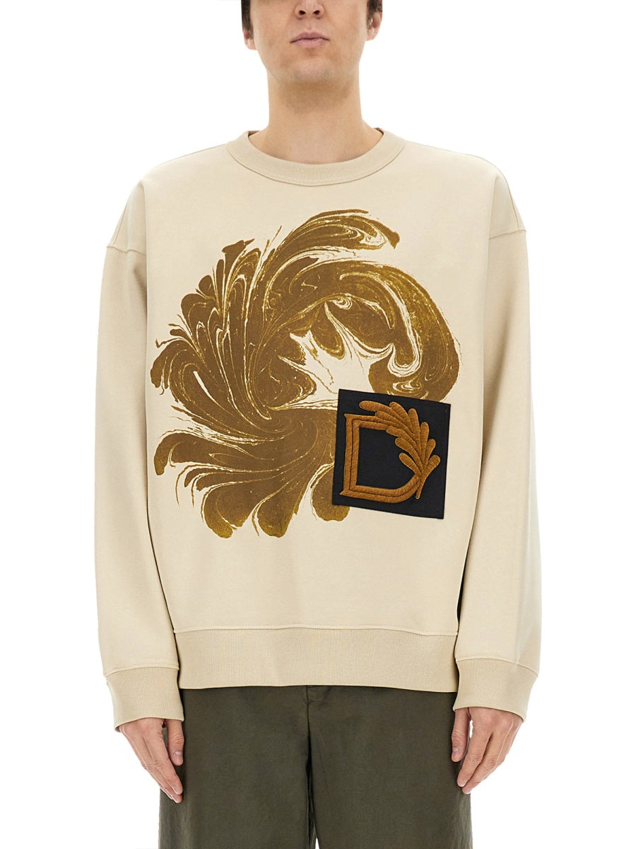 Printed Cotton Sweatshirt With Classic Crew Neckline