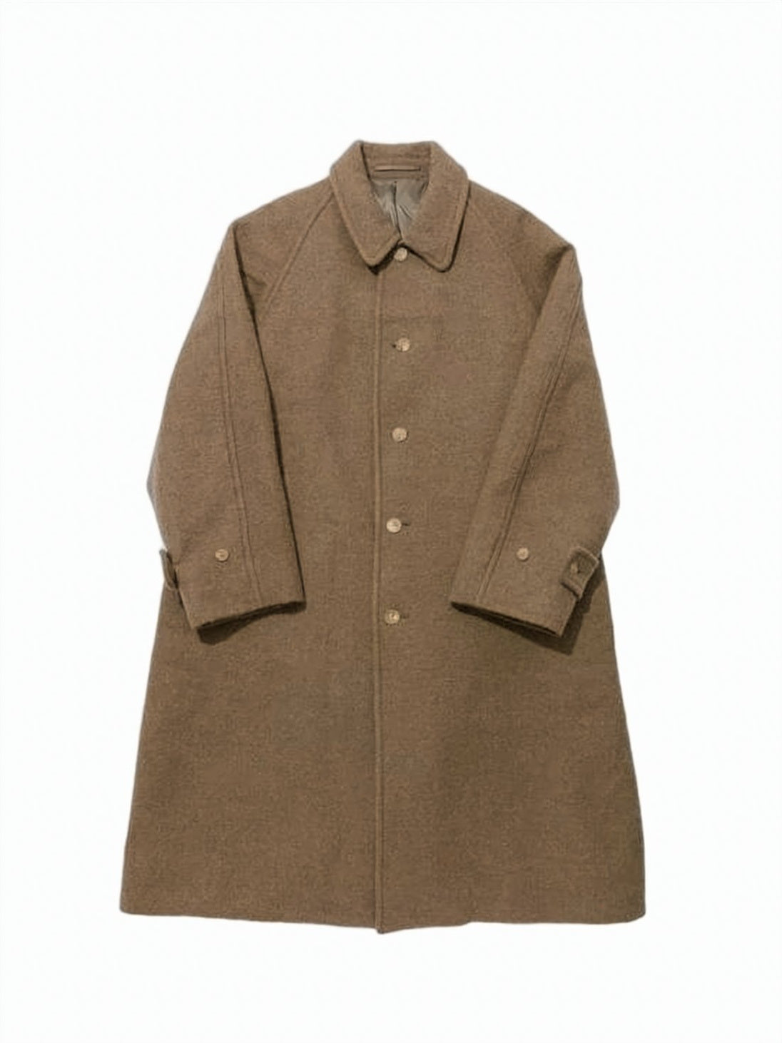 Mid-Length Brown Wool-Alpaca Blend Coat
