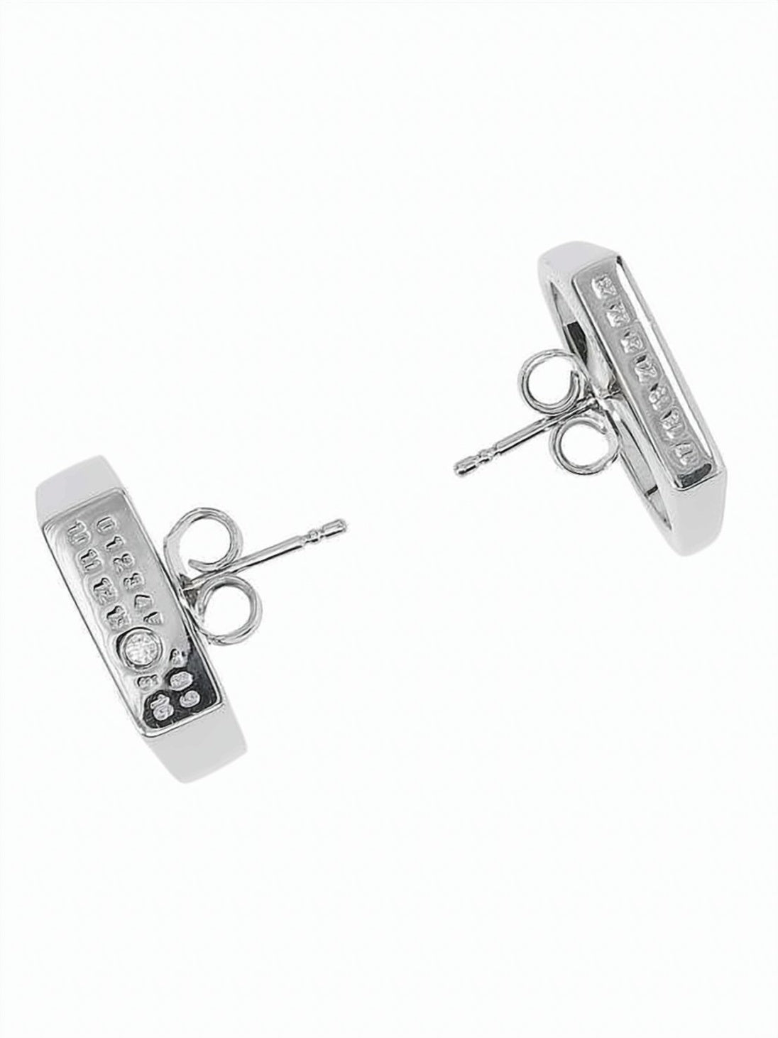 Geometric Silver-Tone Brass Earrings with Polished Finish