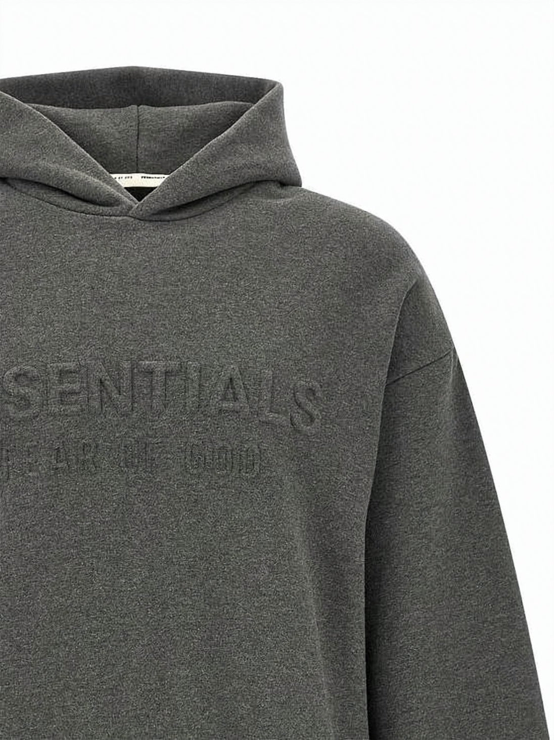 Relaxed Fit Cropped Hoodie with Tonal Embossed Logo