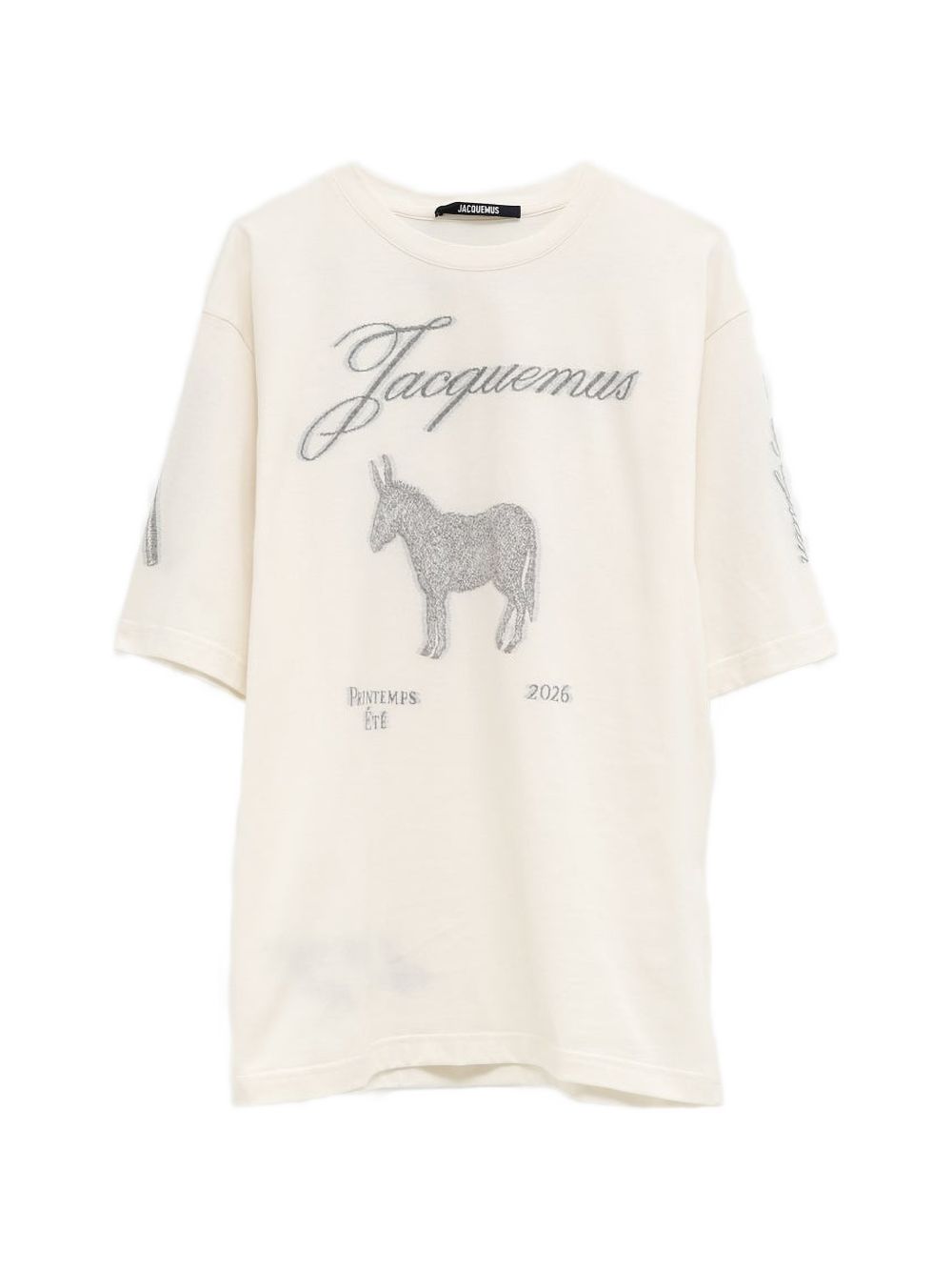 Graphic Jacquard White T-Shirt With Artistic Accents