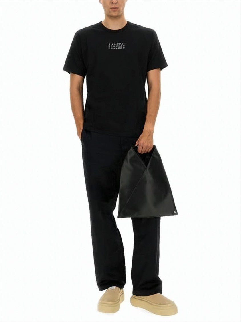 Minimalist Black Cotton T-Shirt with Numeric Logo