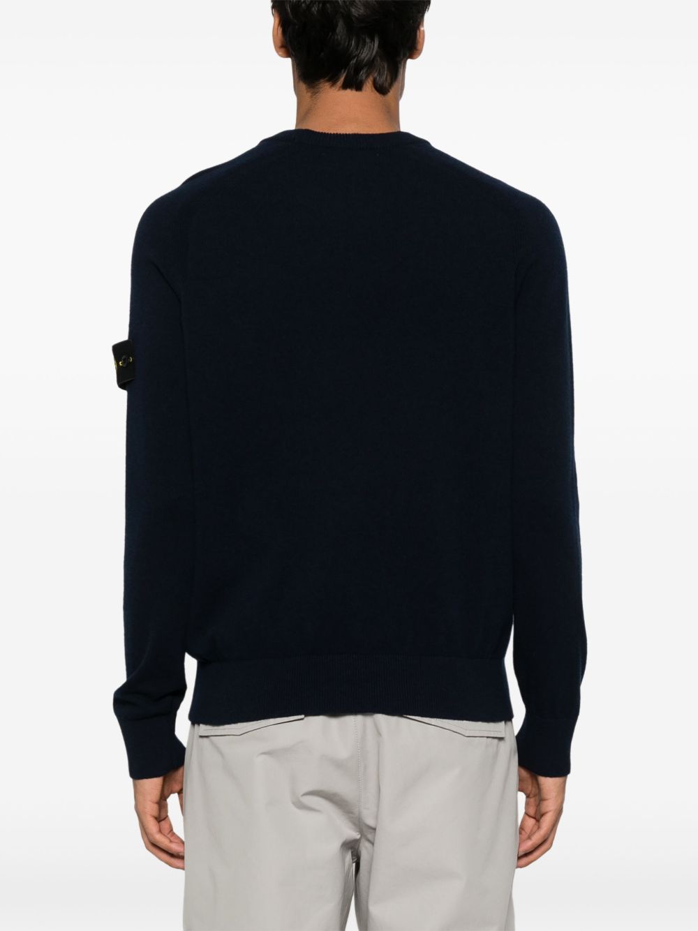 Crewneck Sweater In Lightweight Geelong Wool With Logo Badge