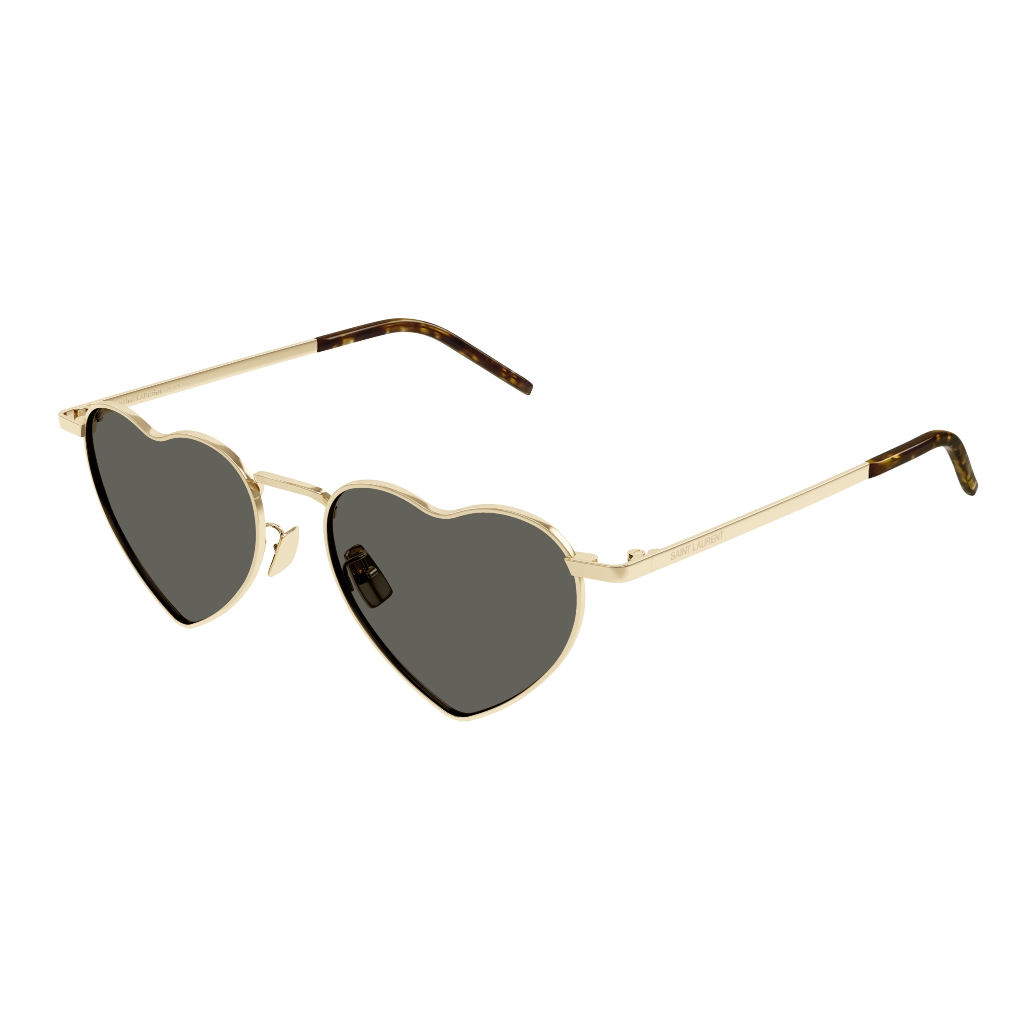 Heart-Shaped Sunglasses with Polished Gold Frame