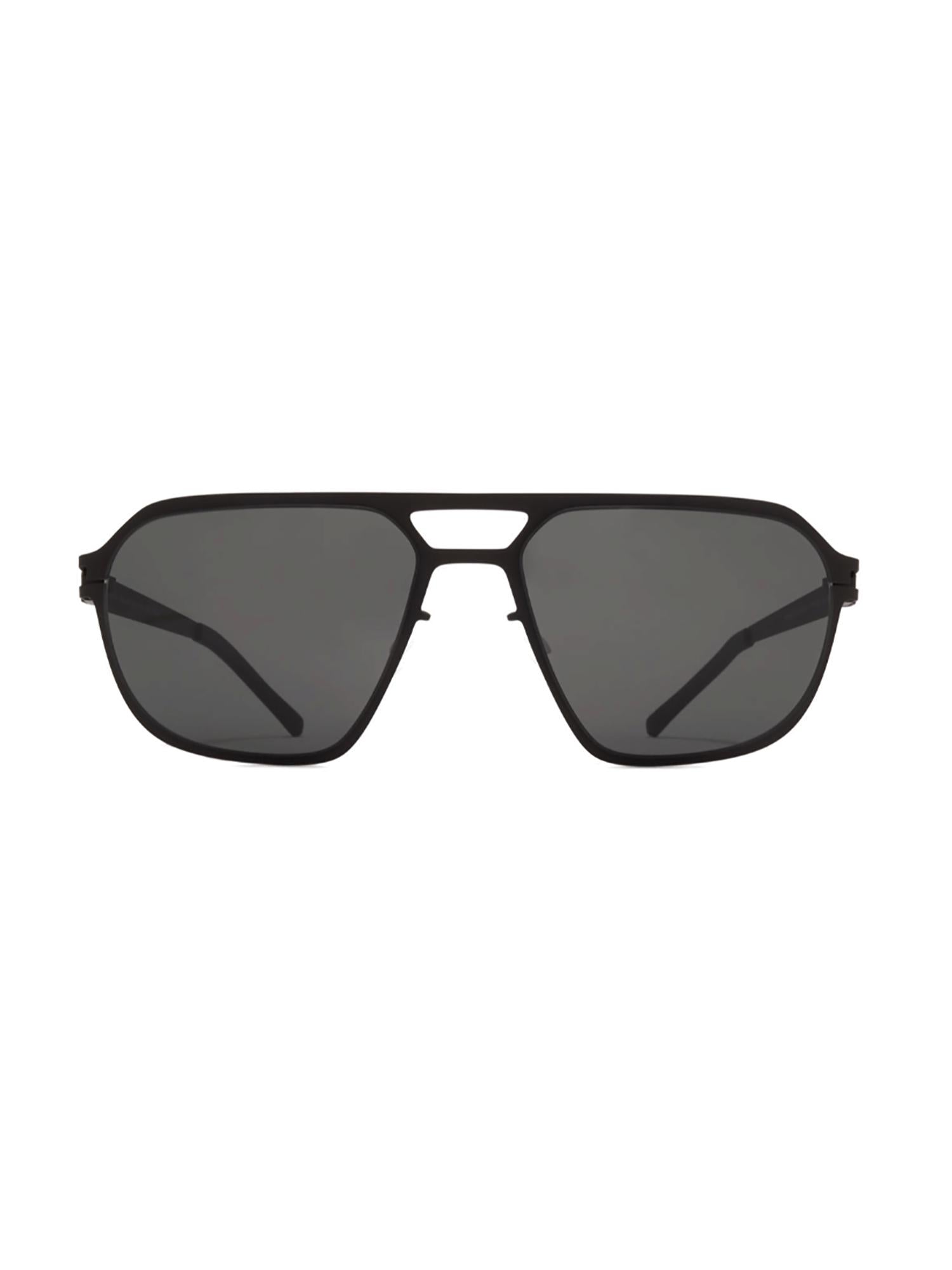 Angular Black Aluminum Sunglasses With Slim Temples