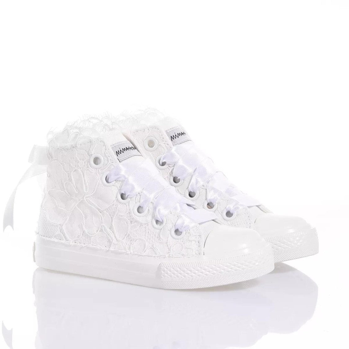 High-Top Canvas Sneakers With Embroidered Lace