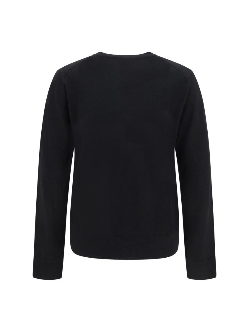 Wool Knit Sweater With Round Neckline And Logo Detail