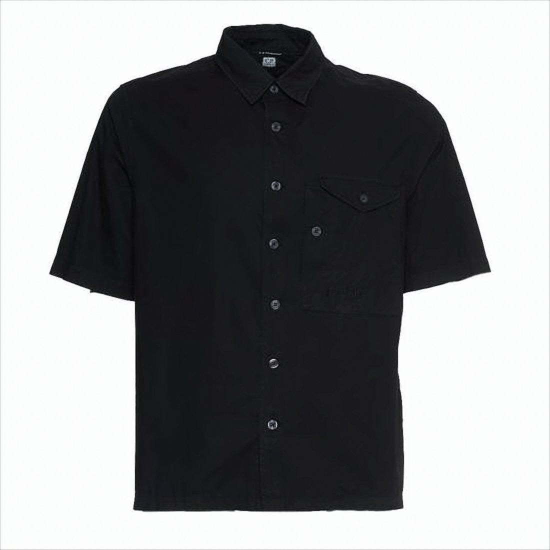Classic Black Short-Sleeve Button-Down Shirt