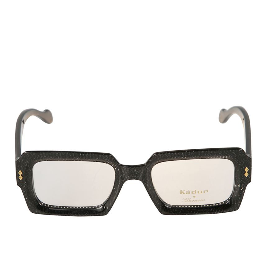 Evy Glamour Textured Rectangular Frame Eyeglasses with Gold Accents
