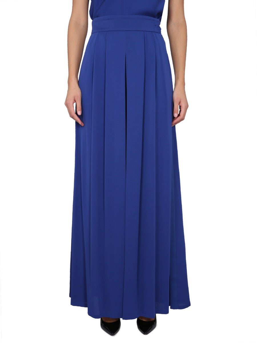 Wide Silk Tuxedo Pants with Concealed Zipper Closure