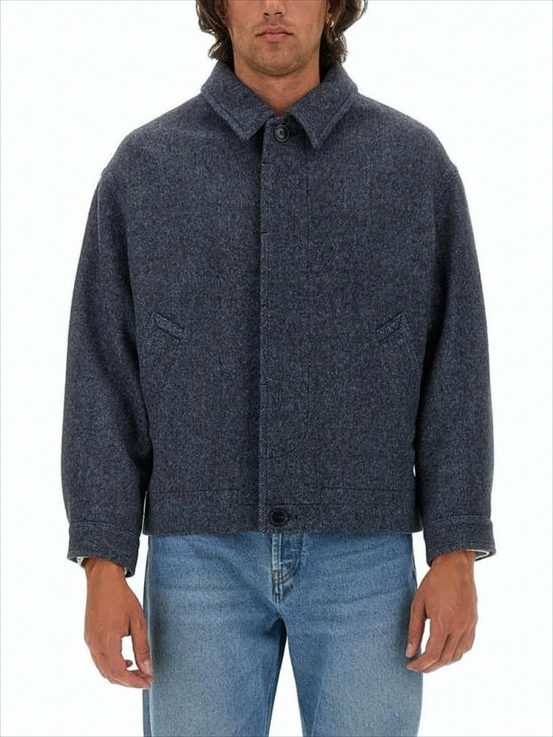 Boxy-Cropped Wool-Blend Jacket with Tailored Fit