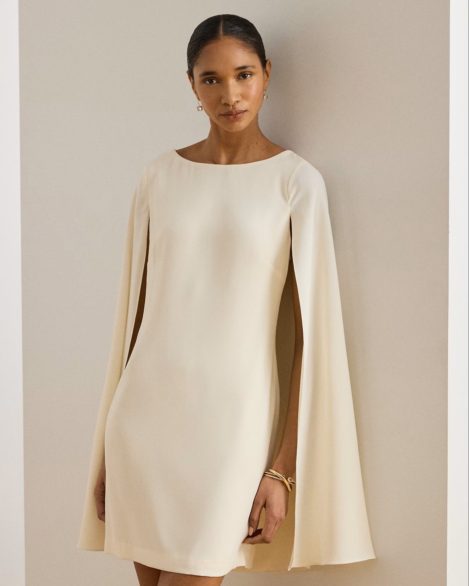 Natural Petra Long Sleeve Cocktail Dress
