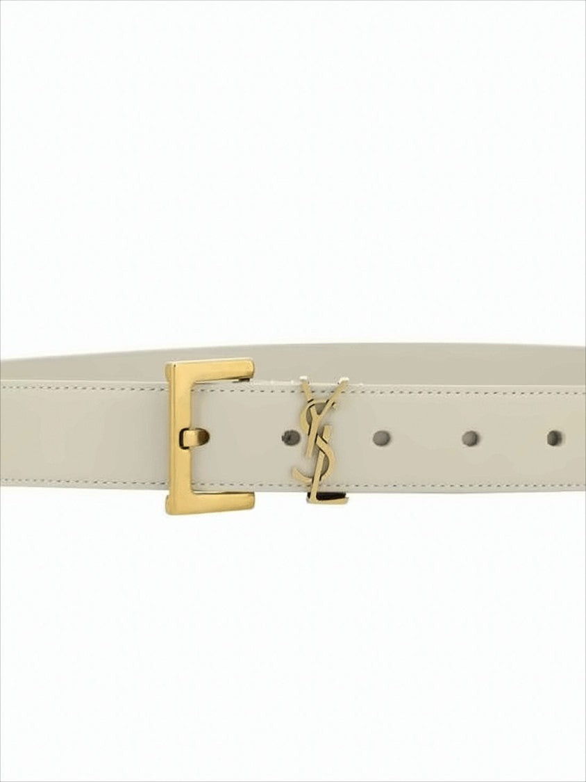 Minimalist Calf Leather Belt with Gold-tone Buckle