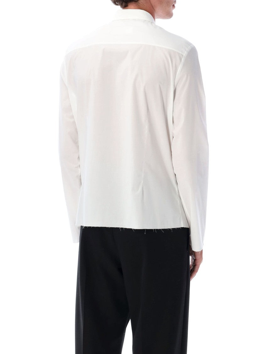 White Cotton Shirt With Raw Hem