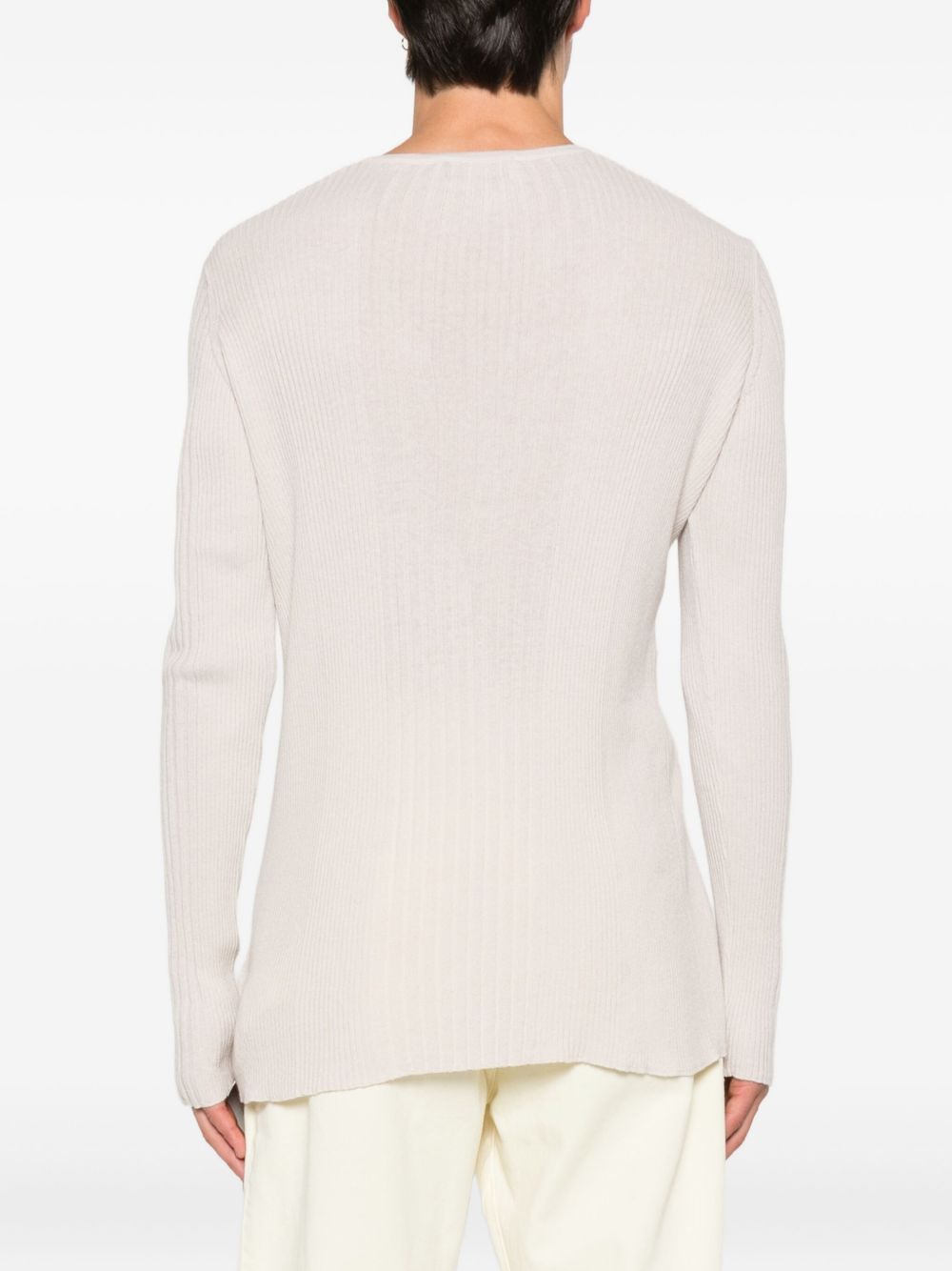 Button Placket Ribbed Sweater with Logo Detail