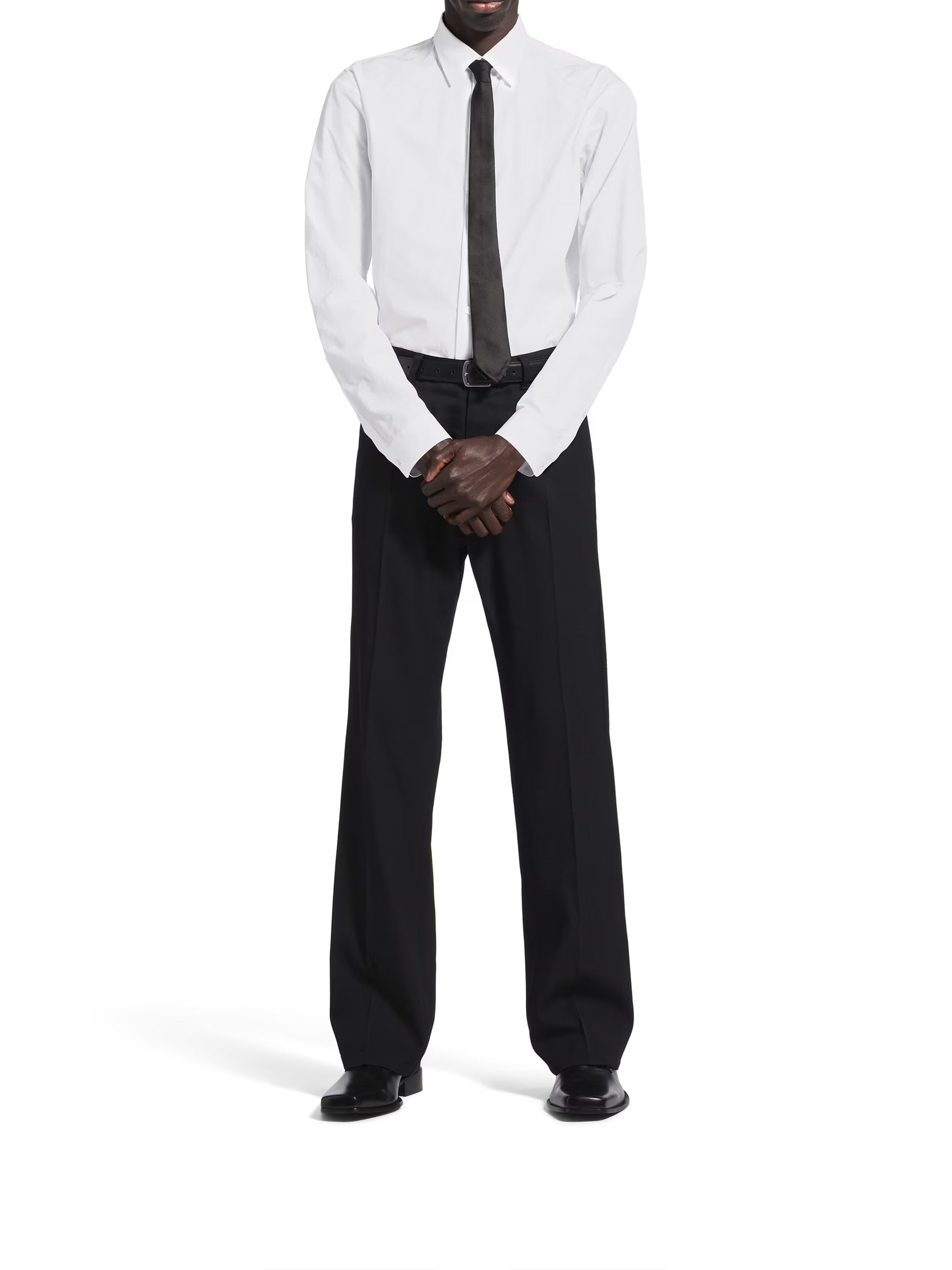 White Standard Pointed Collar Cotton Shirt
