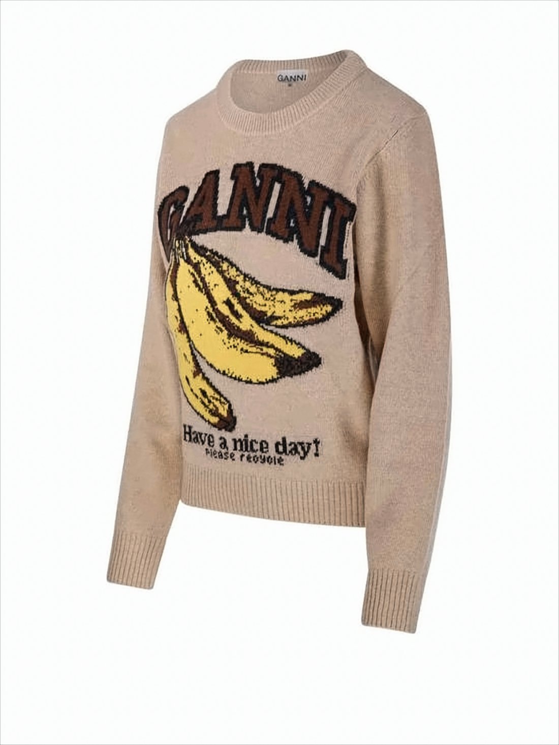 Sweter z dzianiny z odważną grafiką bananową