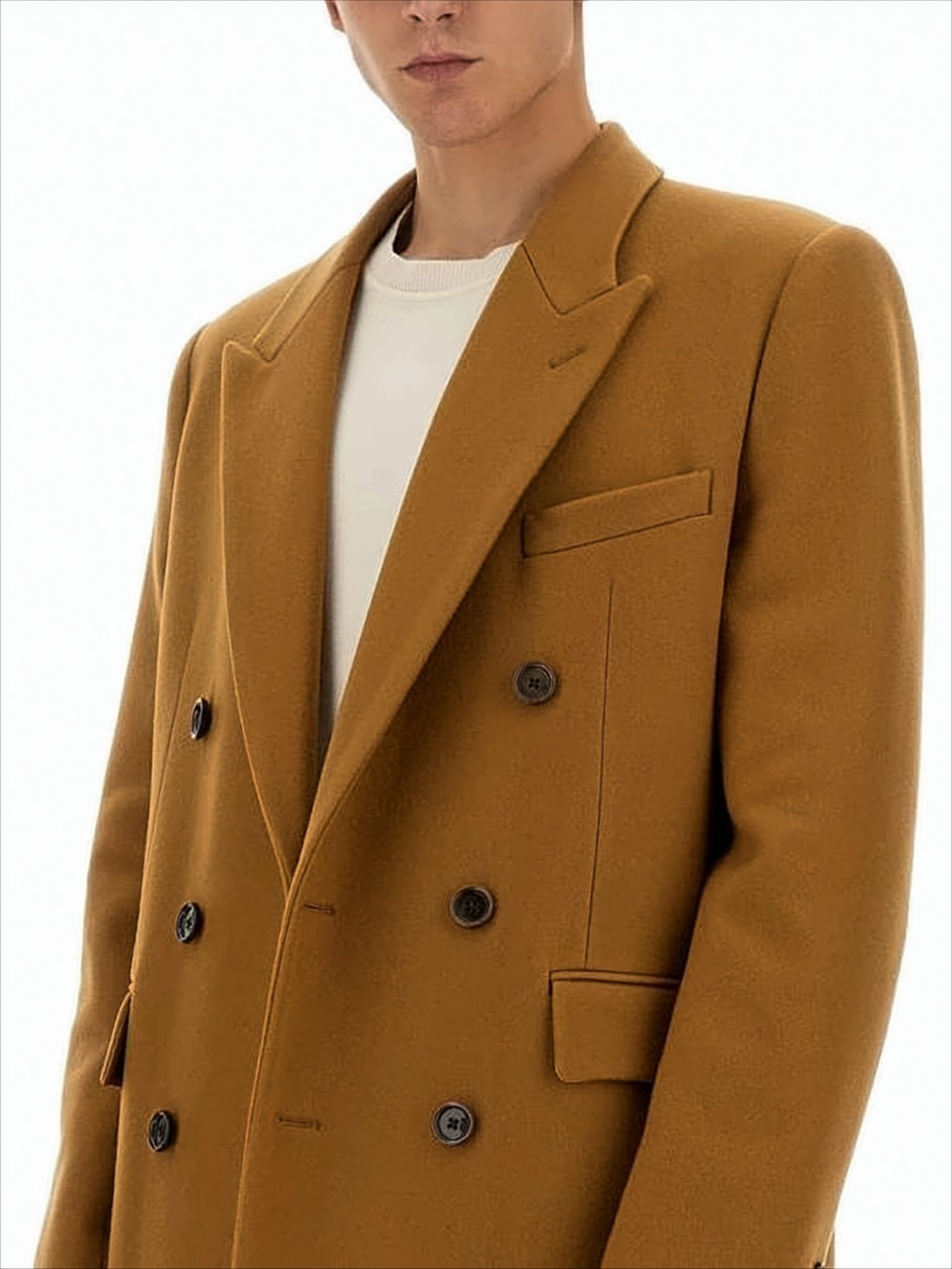 Double-Breasted Long Coat with Tailored Fit