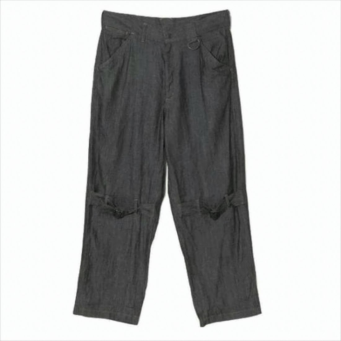 Relaxed Fit Denim Pants With Adjustable Hem Straps