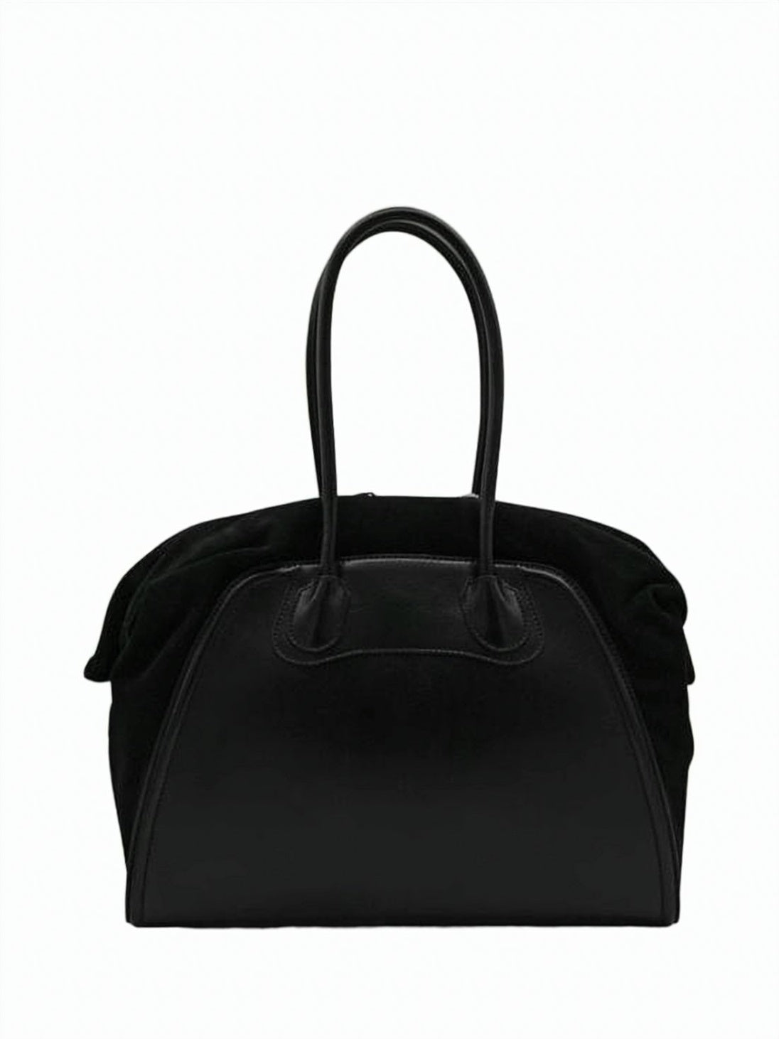 Structured Calf Leather Shoulder Bag with Suede Sides