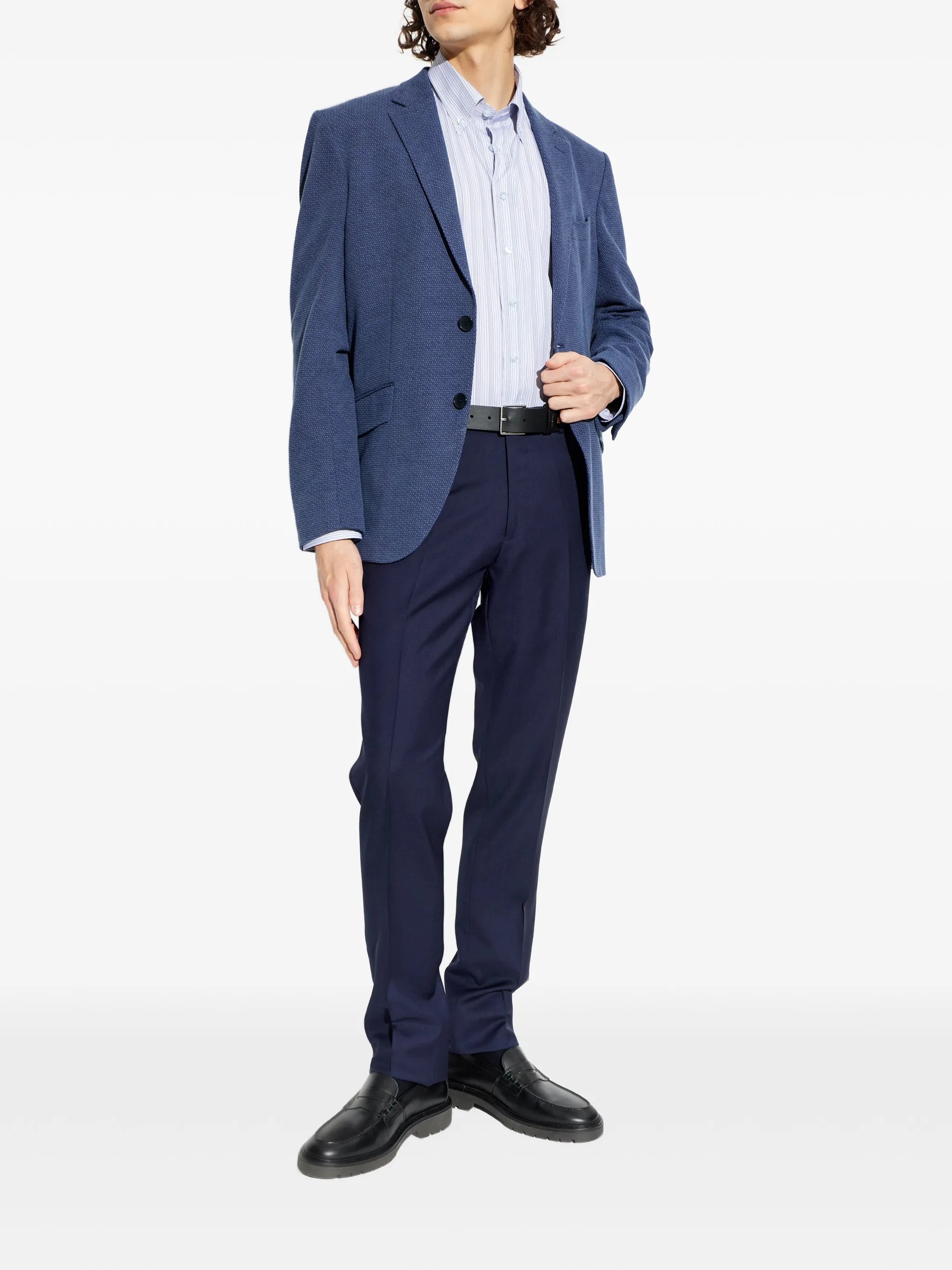 Roma Jersey Blue Textured Floral-Lined Jacket