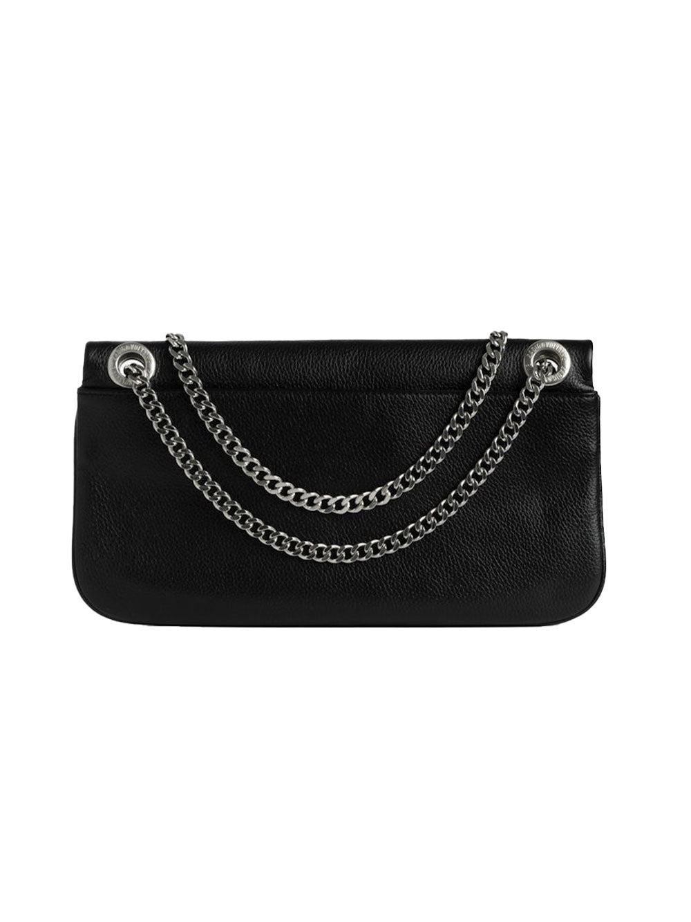 Rectangular Textured Clutch Bag with Silver Hardware