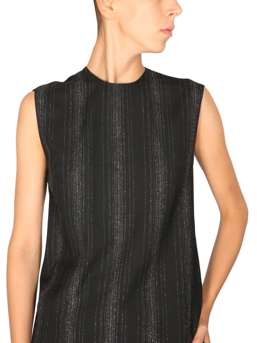 Vertical Lurex Striped Tailored Top