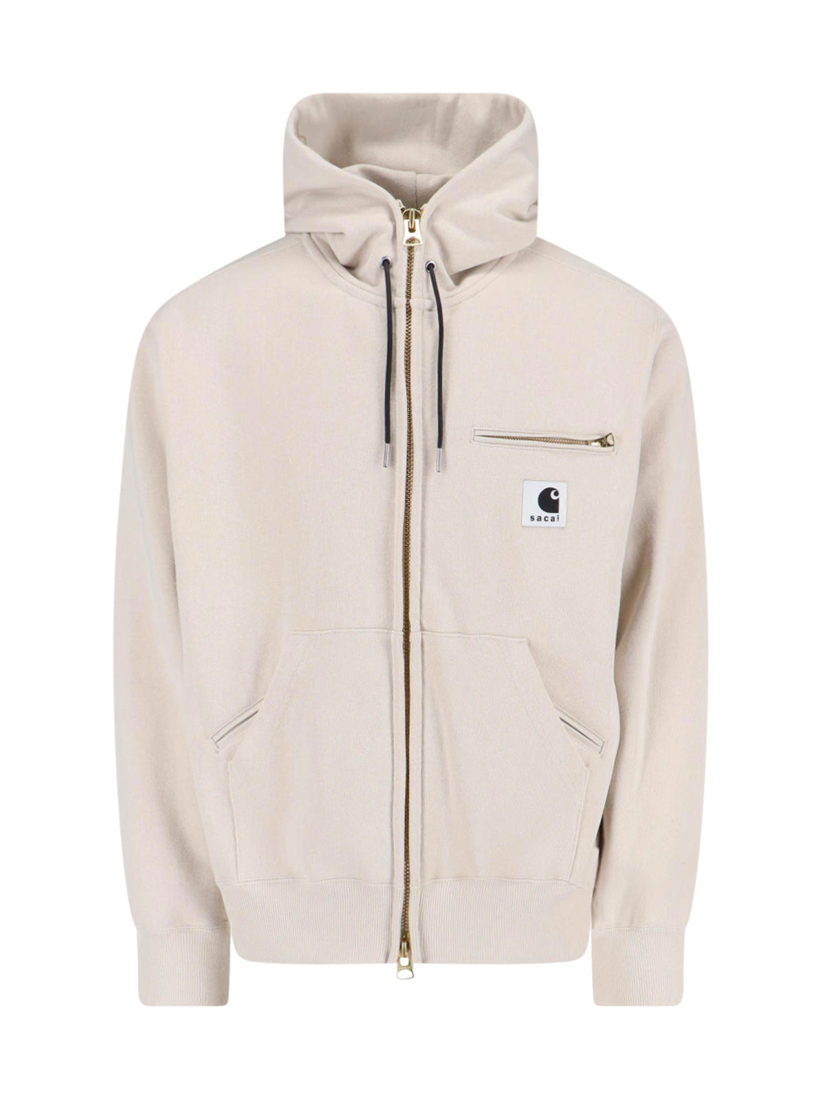 Cotton Zip Jacket With Contrasting Logo Patch