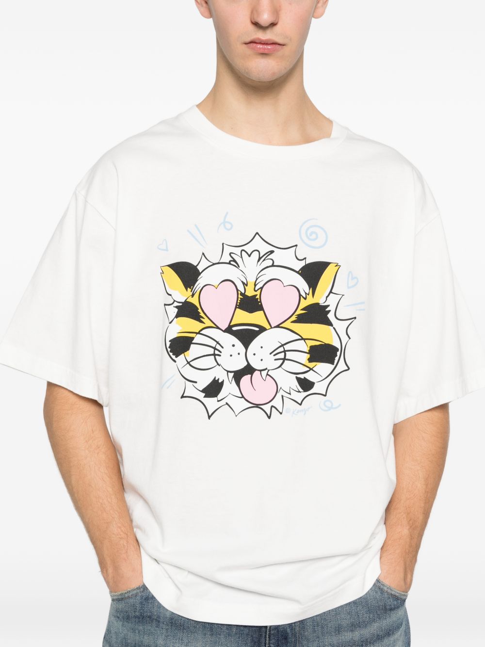Loose-Fitting Graphic T-Shirt With Cartoon Tiger Design