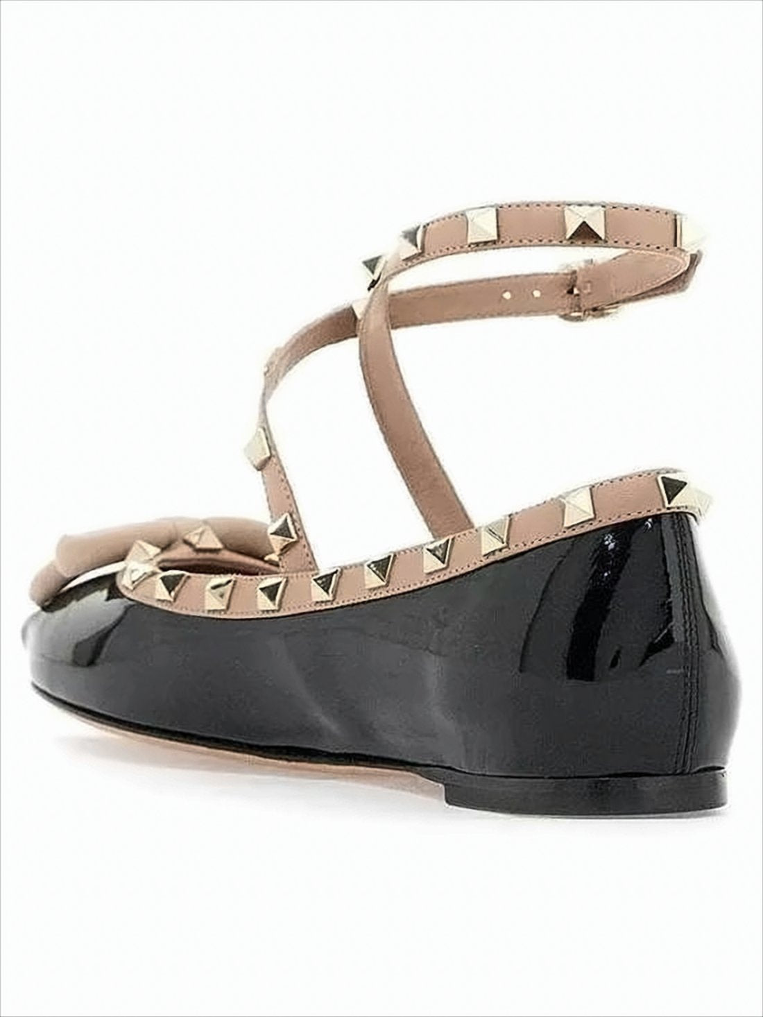 Glossy Black Leather Flats with Bow