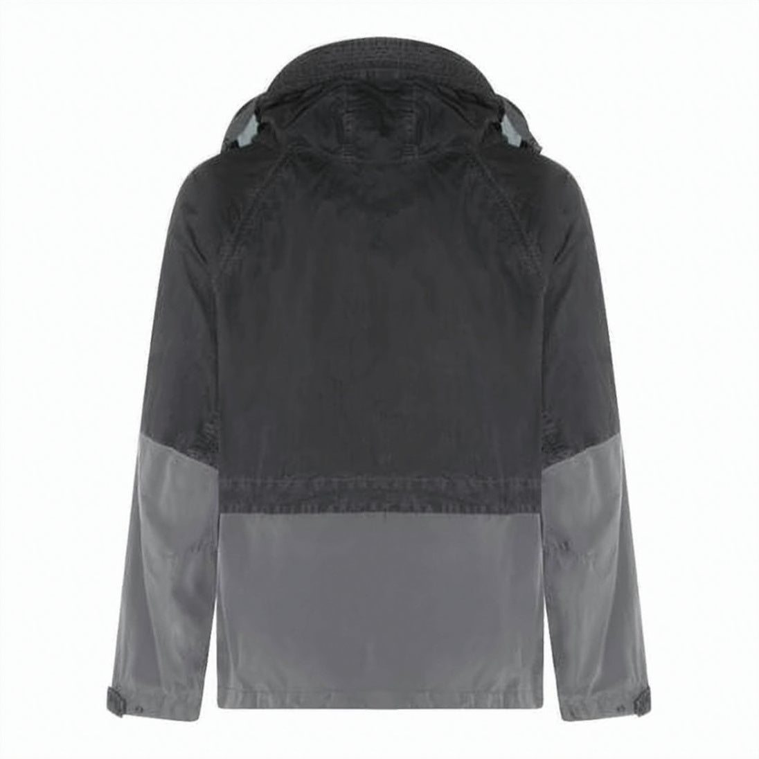 Two-Tone Hooded Jacket with Adjustable Drawstrings and Front Pockets
