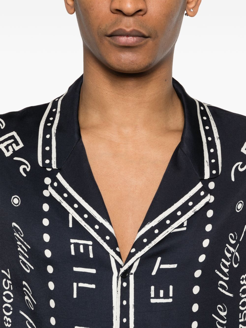 Graphic Print Short-Sleeve Camp Collar Shirt