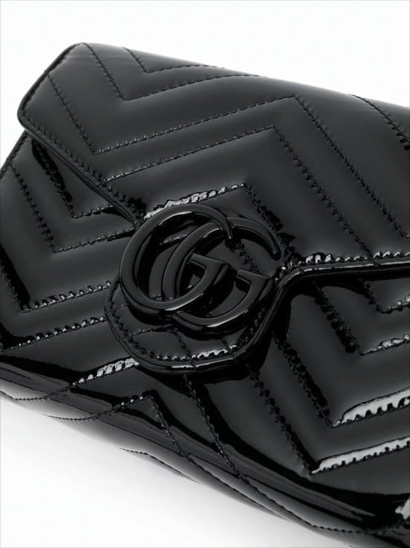 Chevron Quilted Patent Leather Shoulder Bag