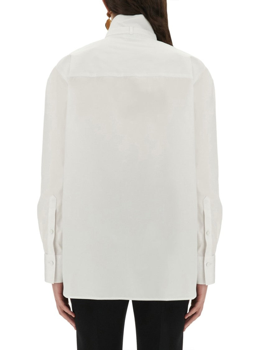 Structured White Tuxedo Shirt With Pleated Front Panel