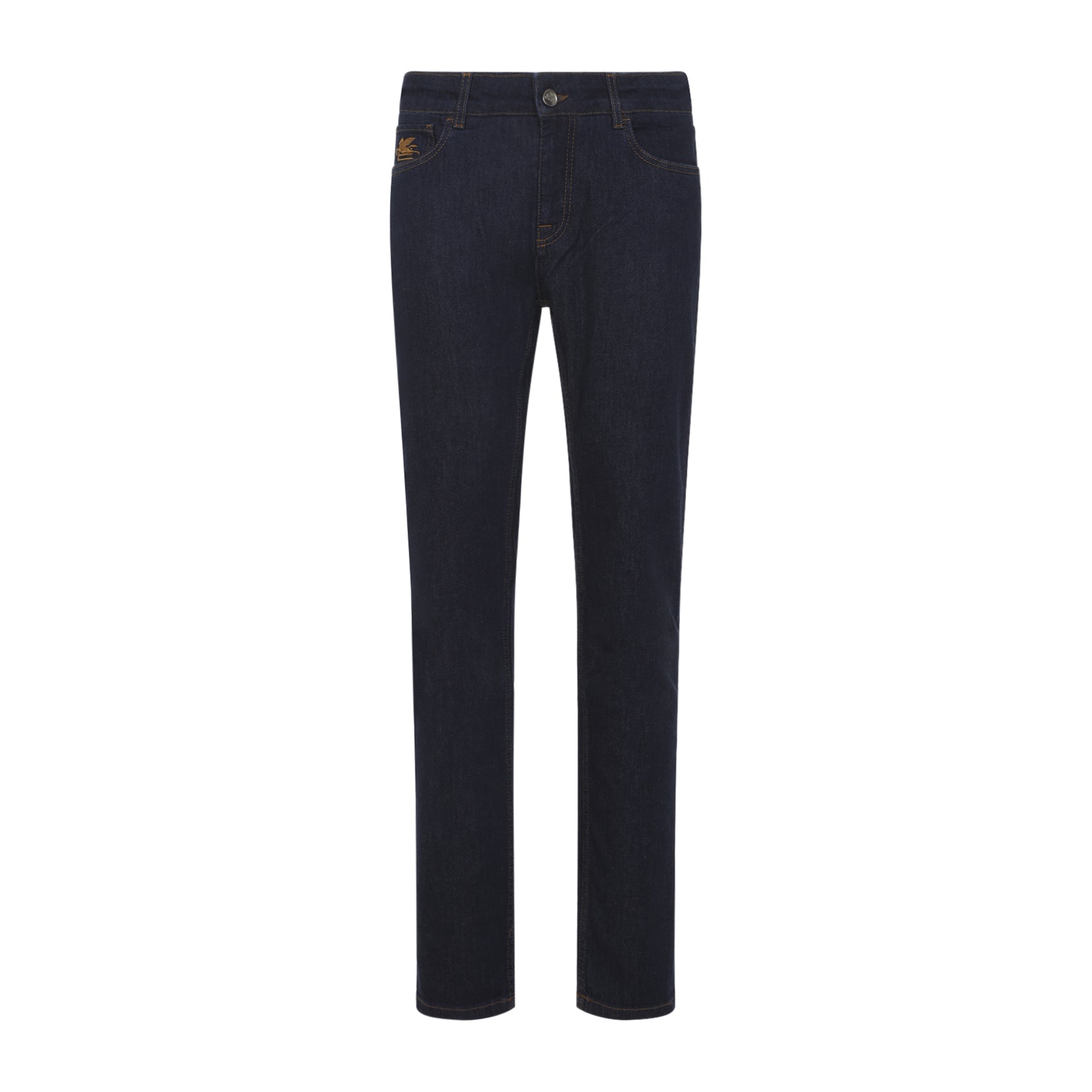 Dark Indigo Straight-Leg Jeans With Contrast Stitching