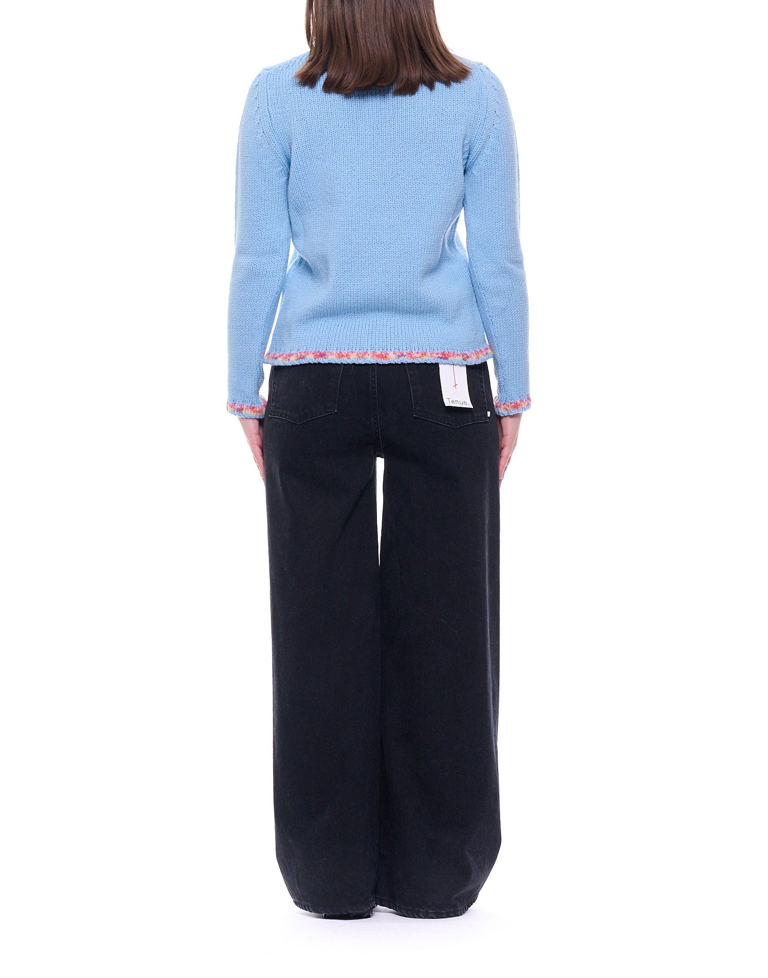 Light Blue Round-Neck Wool Sweater