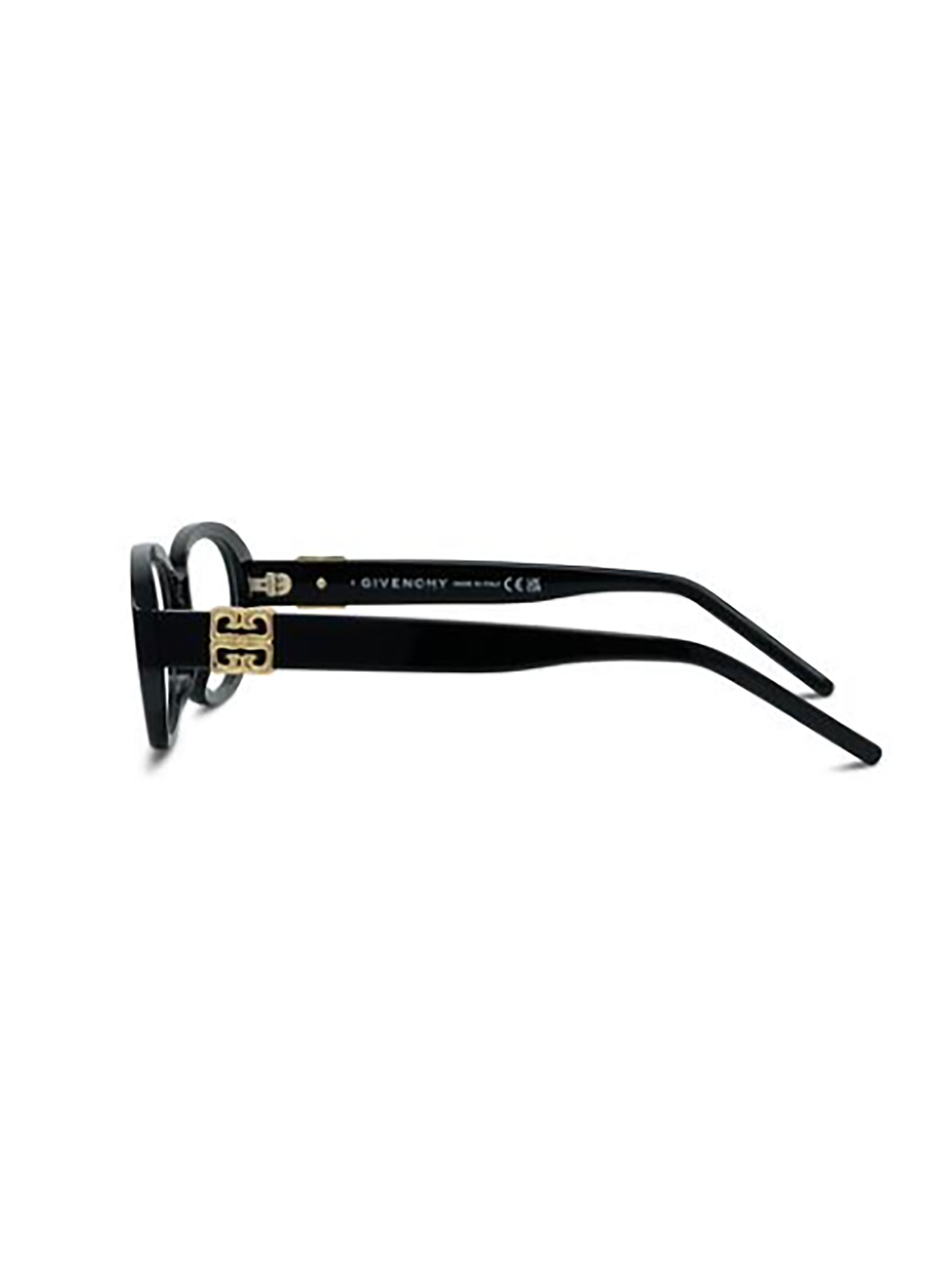 Narrow Oval Frame Eyeglasses with Gold-Tone Logo Detail