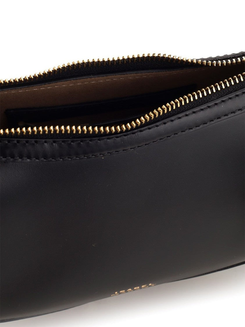 Crescent-Shaped Shoulder Bag with Metallic Studs