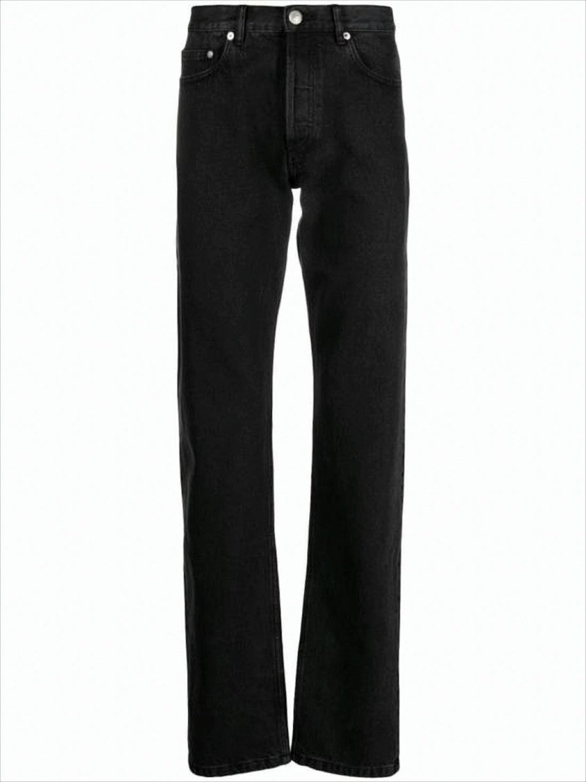 Straight-Leg Black Denim Pants