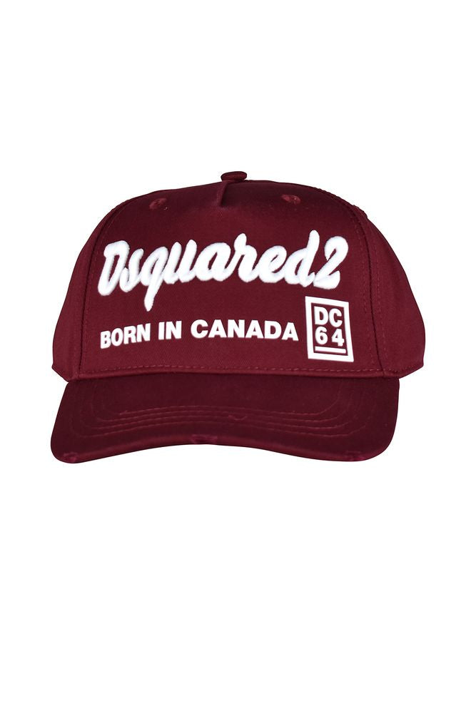 Burgundy Cotton Cap With Iconic Embroidery