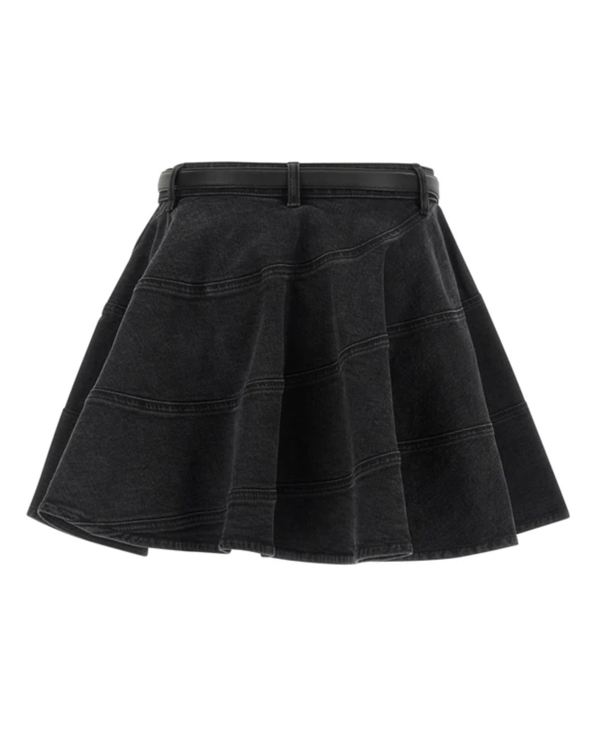 Structured Cotton Denim Mini Skirt with Refined Closure