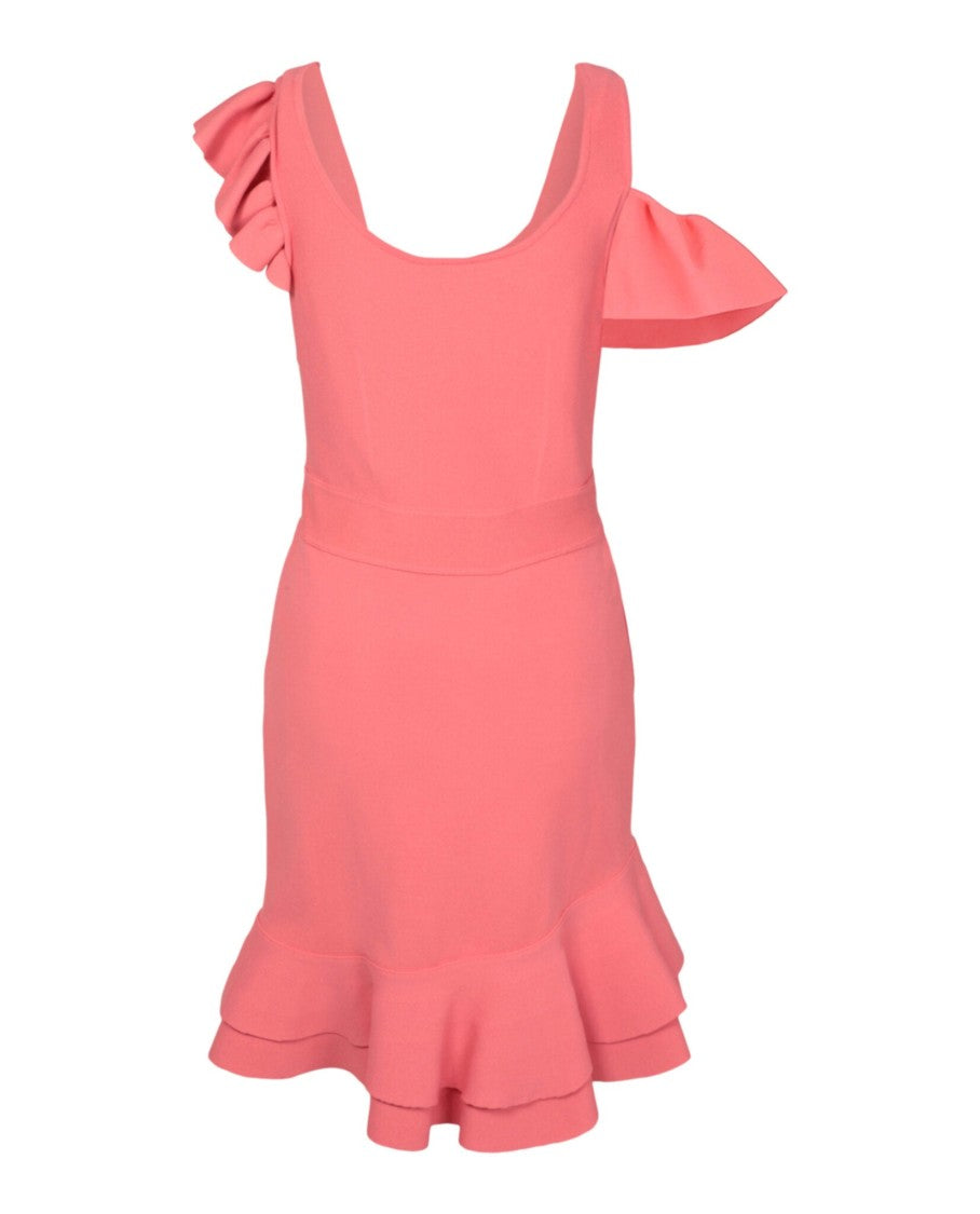 Compact Knit Mini Ruffle Dress