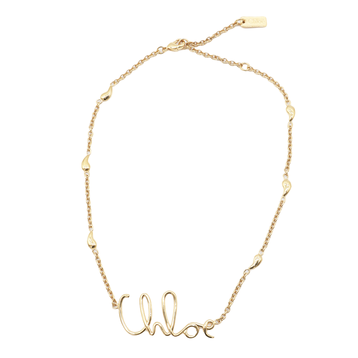 Gold-tone Chain Necklace with Cursive Pendant