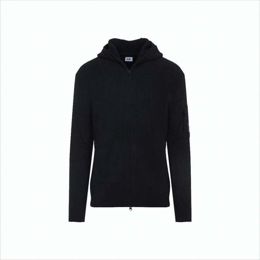 Ribbed Knit Zip-Up Sweater with Hood